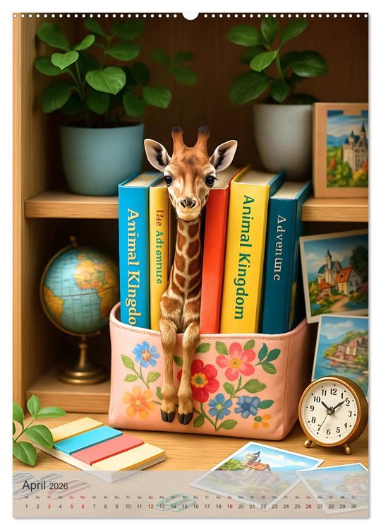 Produktbild: Mini-Zoo &ndash; Tiere im falschen Ma&szlig;stab (Wandkalender 2026 DIN A2 hoch), CALVENDO Monatskalender