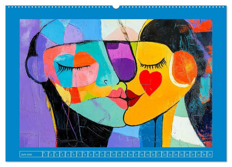 Produktbild: Liebe und Gl&uuml;ck. Abstrakte Kunst im &Ouml;lbilder-Stil (hochwertiger Premium Wandkalender 2026 DIN A2 quer), Kunstdruck in Hochglanz