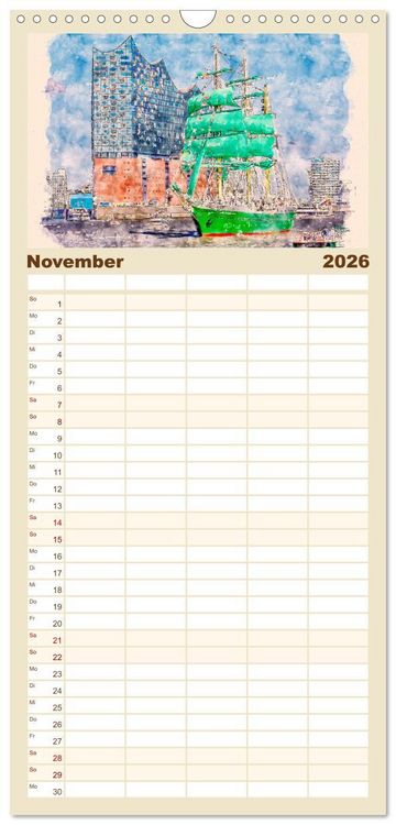 Produktbild: Familienplaner 2026 - Hamburg - malerische Metropole mit 5 Spalten (Wandkalender, 21 x 45 cm) CALVENDO