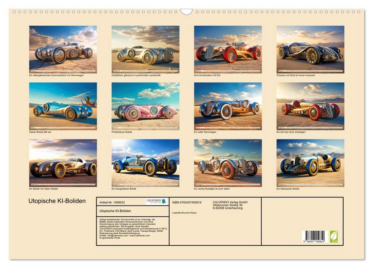Produktbild: Utopische KI-Boliden (Wandkalender 2026 DIN A2 quer), CALVENDO Monatskalender