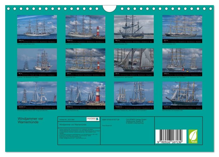 Produktbild: Windjammer vor Warnem&uuml;nde (Wandkalender 2026 DIN A4 quer), CALVENDO Monatskalender