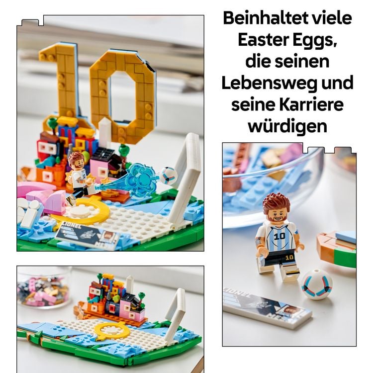 Produktbild: LEGO Editions 43011 Lionel Messi, Fu&szlig;ball-Highlights, Fu&szlig;ball-Deko; Bauset f&uuml;r Kinder