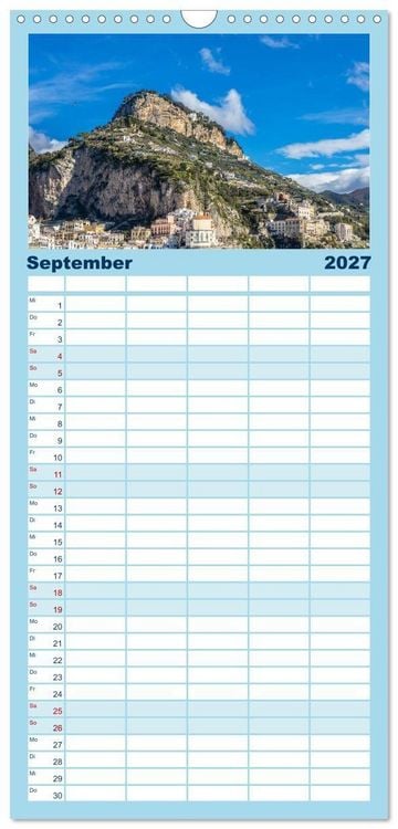 Produktbild: Familienplaner 2027 - Amalfi - Traumhafte K&uuml;ste zwischen Himmel und Meer mit 5 Spalten (Wandkalender, 21 x 45 cm) CALVENDO