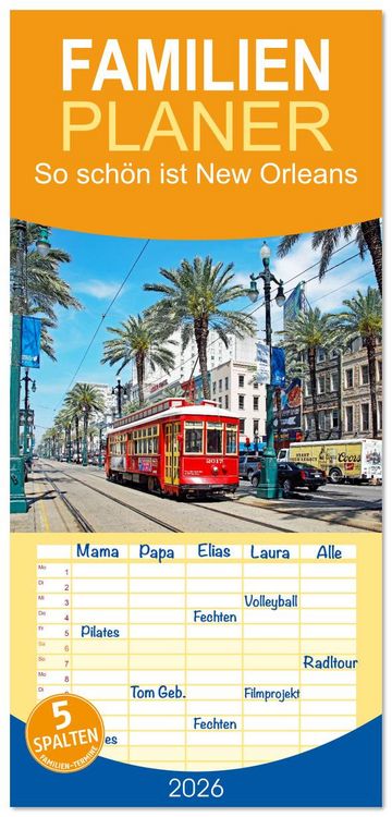 Produktbild: Familienplaner 2026 - So sch&ouml;n ist New Orleans mit 5 Spalten (Wandkalender, 21 x 45 cm) CALVENDO