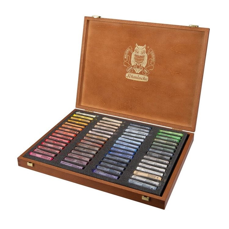 Produktbild: Schmincke Pastell, Holzkasten, Mehrzweck, 60 Stifte