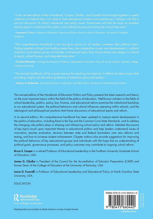 Produktbild: Handbook of Education Politics and Policy