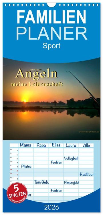 Produktbild: Familienplaner 2026 - Angeln - meine Leidenschaft mit 5 Spalten (Wandkalender, 21 x 45 cm) CALVENDO