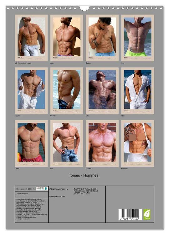 Produktbild: Torses - Hommes (Calendrier mural 2026 DIN A3 horizontal), CALVENDO calendrier mensuel