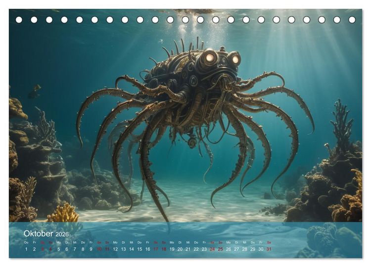 Produktbild: Steampunk - Unterwasser Roboter (Tischkalender 2026 DIN A5 quer), CALVENDO Monatskalender