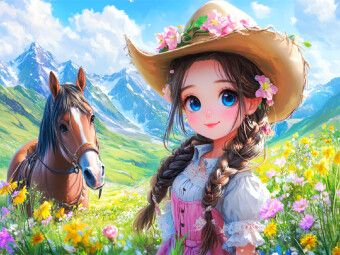 Produktbild: CALVENDO Puzzle Kleines Landm&auml;dchen in den Bergen | 1000 Teile Lege-Gr&ouml;&szlig;e 64x48cm Foto-Puzzle f&uuml;r gl&uuml;ckliche Stunden