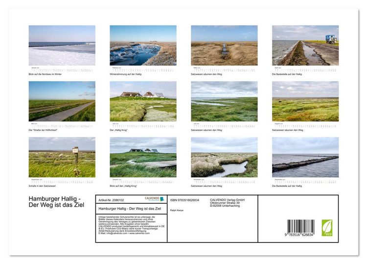 Produktbild: Hamburger Hallig - Der Weg ist das Ziel (hochwertiger Premium Wandkalender 2026 DIN A2 quer), Kunstdruck in Hochglanz