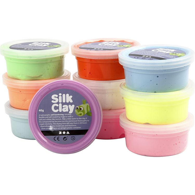 Produktbild: Creativ Company Silk Clay&reg;, Basic 2, sortierte Farben, 10x40 g