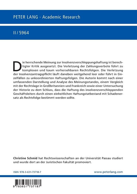 Produktbild: Haftung der Gesch&auml;ftsleiter insolventer Gesellschaften f&uuml;r die Verletzung der Zahlungsverbote und der Insolvenzantragspflicht