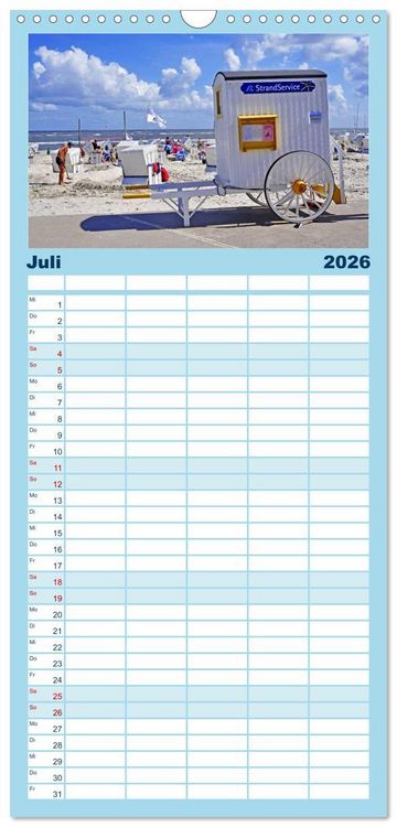 Produktbild: Familienplaner 2026 - Ostfriesische Inseln mit 5 Spalten (Wandkalender, 21 x 45 cm) CALVENDO