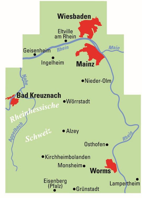 Produktbild: ADFC-Regionalkarte Rheinhessen, 1:50.000, mit Tagestourenvorschlägen, reiß- und wetterfest, E-Bike-geeignet, GPS-Tracks Download