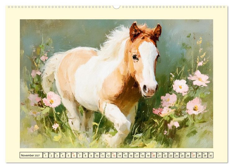 Produktbild: Zauberhafte Ponys. Kleine Pferdchen in lieblicher &Ouml;loptik (hochwertiger Premium Wandkalender 2027 DIN A2 quer), Kunstdruck in Hochglanz