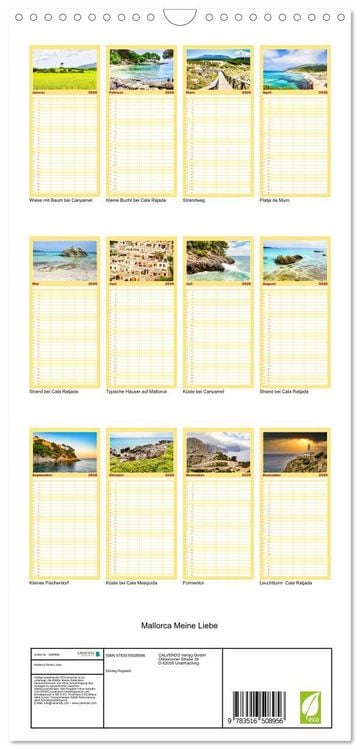 Produktbild: Familienplaner 2026 - Mallorca Meine Liebe mit 5 Spalten (Wandkalender, 21 x 45 cm) CALVENDO