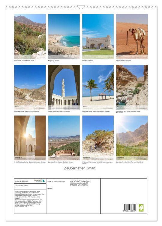Produktbild: Zauberhafter Oman (Wandkalender 2026 DIN A2 hoch), CALVENDO Monatskalender