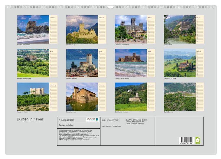 Produktbild: Burgen in Italien (Wandkalender 2026 DIN A2 quer), CALVENDO Monatskalender