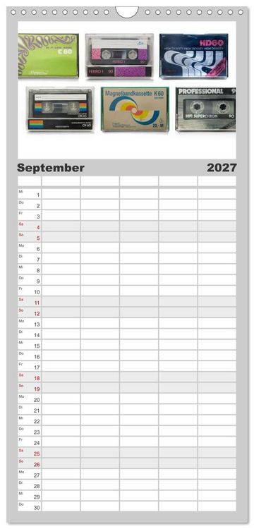 Produktbild: Familienplaner 2027 - Audio Tapes mit 5 Spalten (Wandkalender, 21 x 45 cm) CALVENDO