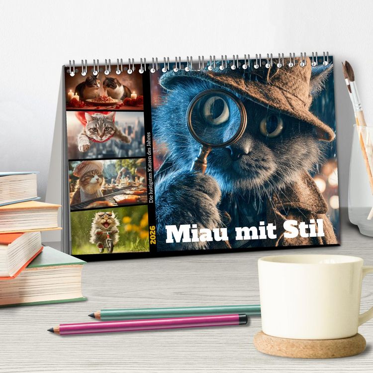 Produktbild: Miau mit Stil (Tischkalender 2026 DIN A5 quer), CALVENDO Monatskalender