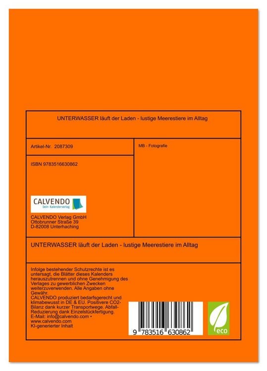 Produktbild: UNTERWASSER l&auml;uft der Laden - lustige Meerestiere im Alltag (Tischkalender 2026 DIN A5 hoch), CALVENDO Monatskalender
