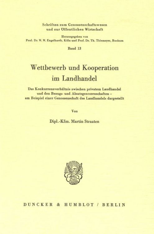 Produktbild: Wettbewerb und Kooperation im Landhandel.