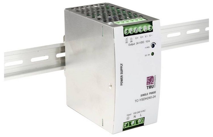 Produktbild: TRU COMPONENTS TC-13850160 Hutschienen-Netzteil (DIN-Rail) 24 V/DC 10 A 240 W Anzahl Ausg&auml;nge:1 x Inhalt 1 St.