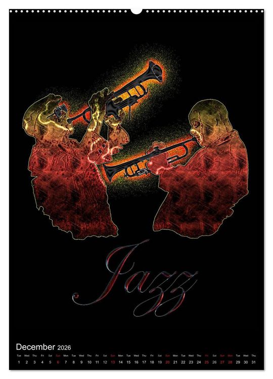 Produktbild: Jazz Over Time (High Quality Premium Wall Calendar 2026 DIN A2 portrait),CALVENDO 12 Month Wall Calendar