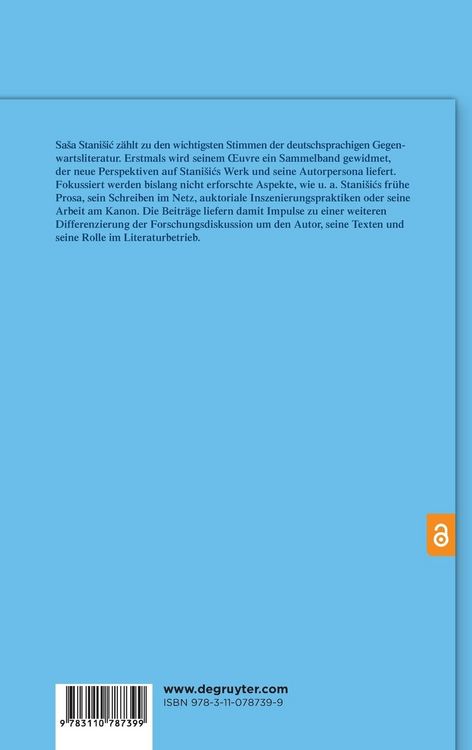 Produktbild: Sa&scaron;a Stani&scaron;ić: Poetologie und Werkpolitik
