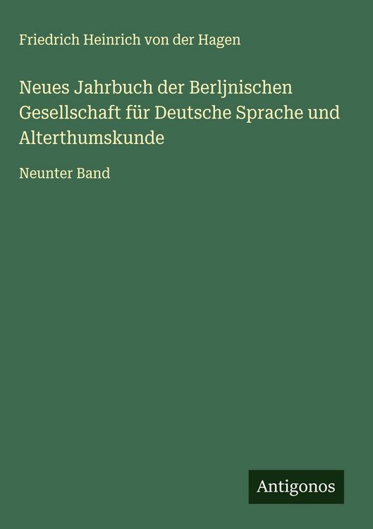 Produktbild: Neues Jahrbuch der Berljnischen Gesellschaft f&uuml;r Deutsche Sprache und Alterthumskunde