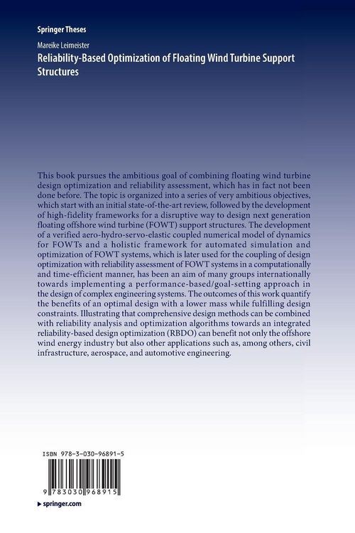 Produktbild: Reliability-Based Optimization of Floating Wind Turbine Support Structures