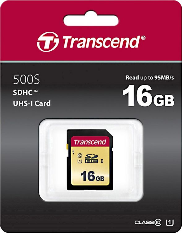 Produktbild: Transcend Premium 500S SDHC-Karte 16GB Class 10, UHS-I, UHS-Class 1