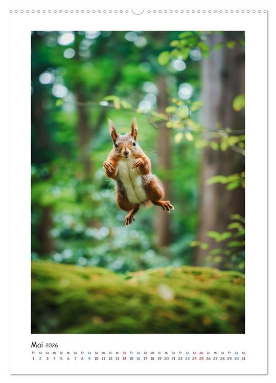 Produktbild: Lustige kleine Eichh&ouml;rnchen (hochwertiger Premium Wandkalender 2026 DIN A2 hoch), Kunstdruck in Hochglanz