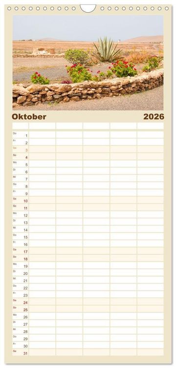Produktbild: Familienplaner 2026 - Fuerteventura &ndash; Von Str&auml;nden und Bergen mit 5 Spalten (Wandkalender, 21 x 45 cm) CALVENDO