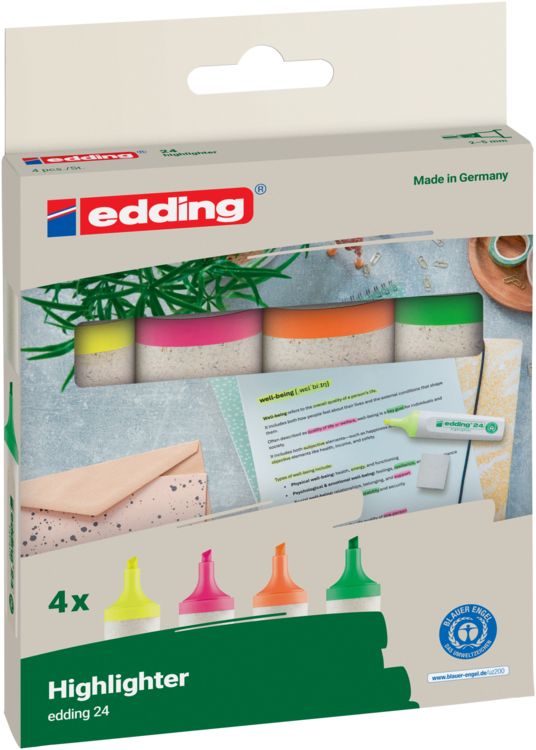Produktbild: Edding Textmarker EcoLine 24 Highlighter 4er Set