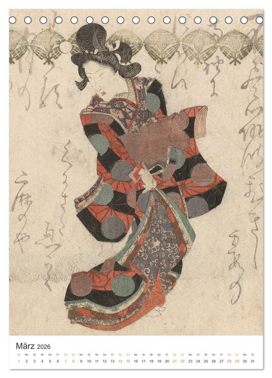 Produktbild: Kimonos und Karpfenmuster (Tischkalender 2026 DIN A5 hoch), CALVENDO Monatskalender
