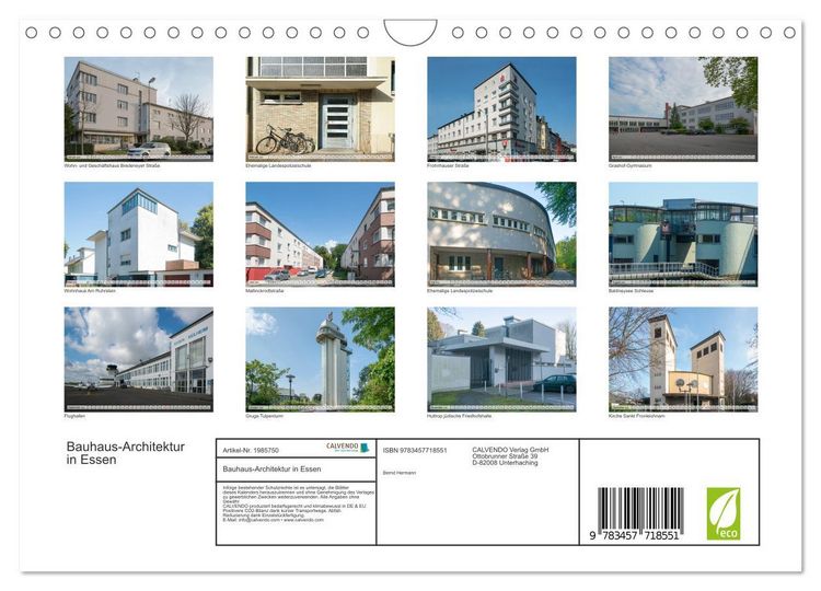 Produktbild: Bauhaus-Architektur in Essen (Wandkalender 2026 DIN A4 quer), CALVENDO Monatskalender