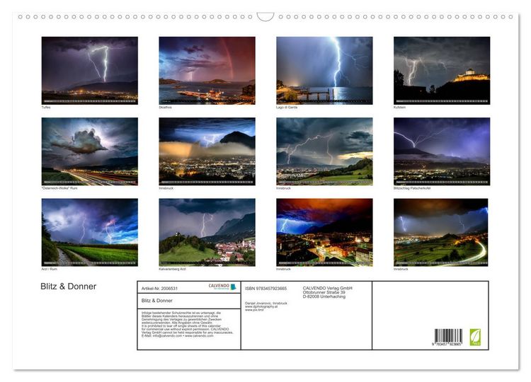 Produktbild: Blitz & Donner (Wandkalender 2026 DIN A2 quer), CALVENDO Monatskalender