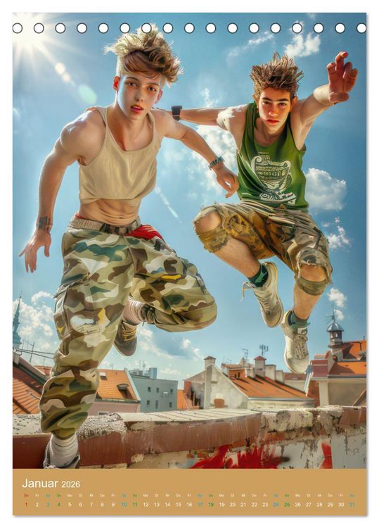 Produktbild: Urbanes Freerunning (Tischkalender 2026 DIN A5 hoch), CALVENDO Monatskalender