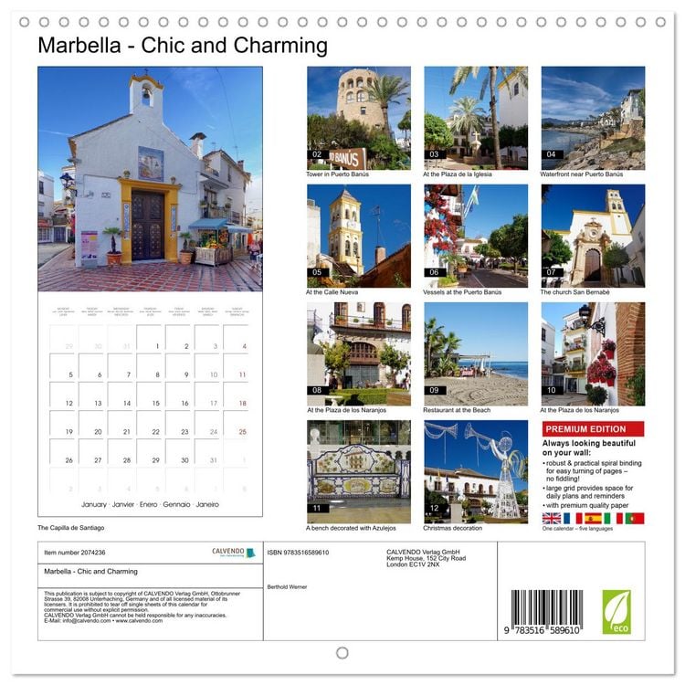 Produktbild: Marbella - Chic and Charming (Wall Calendar 2026 12 &times; 12 Inch) CALVENDO 12 Month Wall Calendar