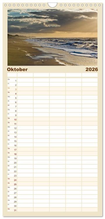 Produktbild: Familienplaner 2026 - Sylt-Abende - Fotografien von Beate Zoellner mit 5 Spalten (Wandkalender, 21 x 45 cm) CALVENDO