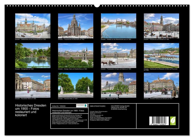 Produktbild: Historisches Dresden um 1900 - Fotos restauriert und koloriert (hochwertiger Premium Wandkalender 2026 DIN A2 quer), Kunstdruck in Hochglanz