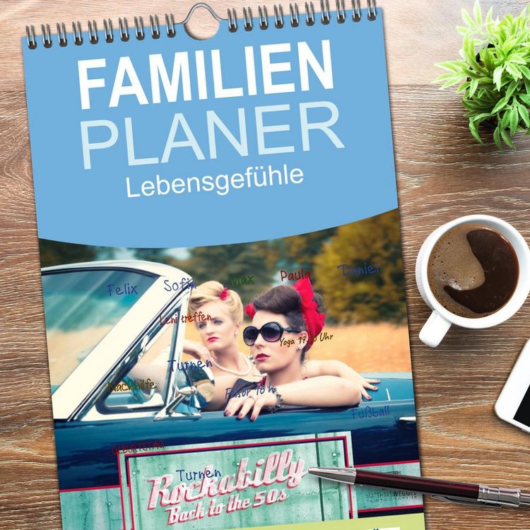Produktbild: Familienplaner 2026 - Rockabilly - Back to the 50s mit 5 Spalten (Wandkalender, 21 x 45 cm) CALVENDO