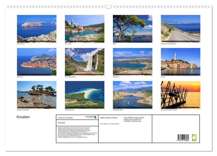 Produktbild: Kroatien (Wandkalender 2026 DIN A2 quer), CALVENDO Monatskalender