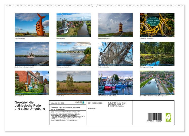 Produktbild: Greetsiel, die ostfriesische Perle und seine Umgebung (hochwertiger Premium Wandkalender 2026 DIN A2 quer), Kunstdruck in Hochglanz