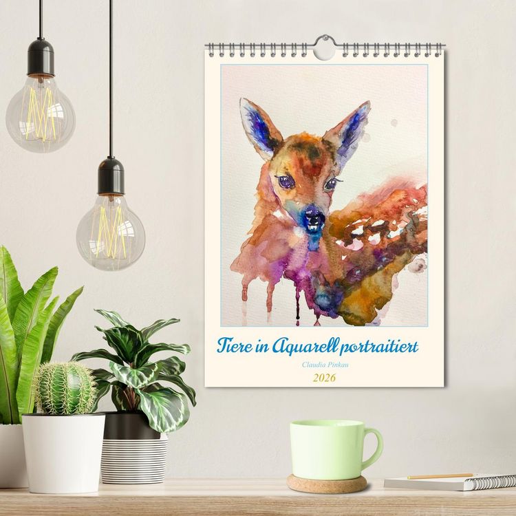 Produktbild: Tiere in Aquarell portraitiert (Wandkalender 2026 DIN A4 hoch), CALVENDO Monatskalender