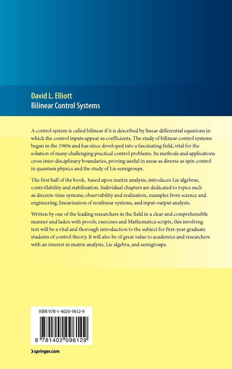 Produktbild: Bilinear Control Systems