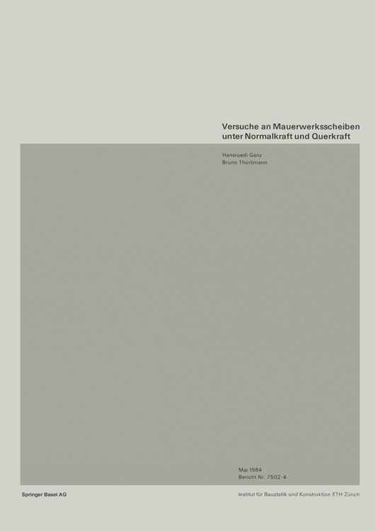 Produktbild: Versuche an Mauerwerksscheiben unter Normalkraft und Querkraft