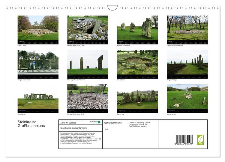 Produktbild: Steinkreise Gro&szlig;britanniens (Wandkalender 2026 DIN A3 quer), CALVENDO Monatskalender